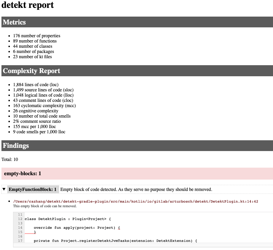 HTML report